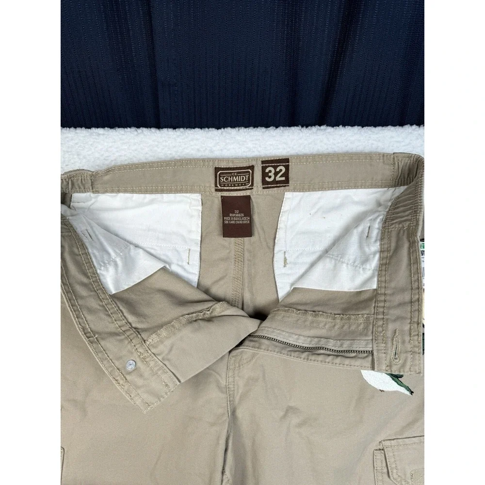 NEW - C.E. Schmidt Cargo Shorts Khaki- Men's 32 - Embroidered Birds Flowers
